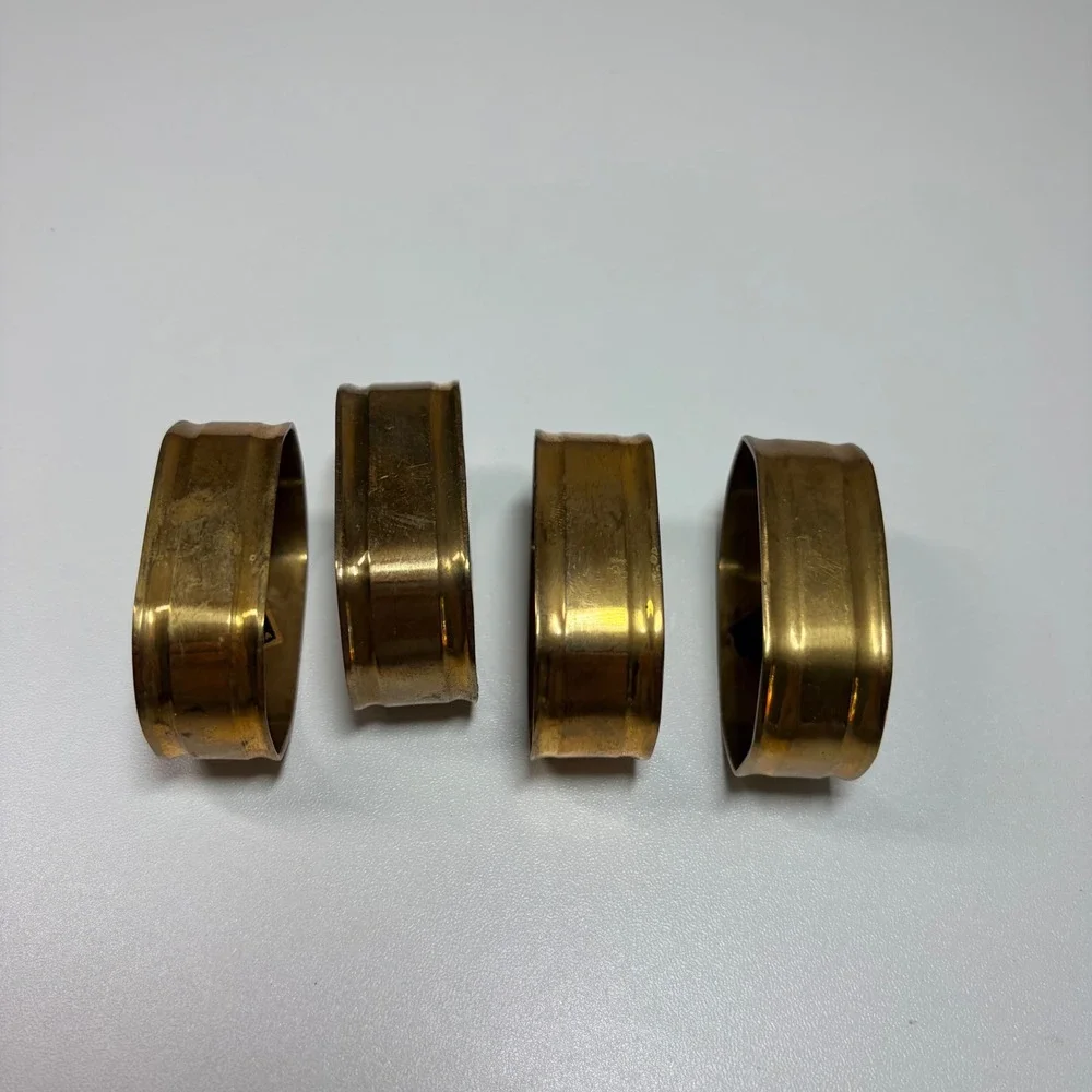 Vintage Napkin Rings Set of 4 Oval Gold Tone Made in India Mid Century